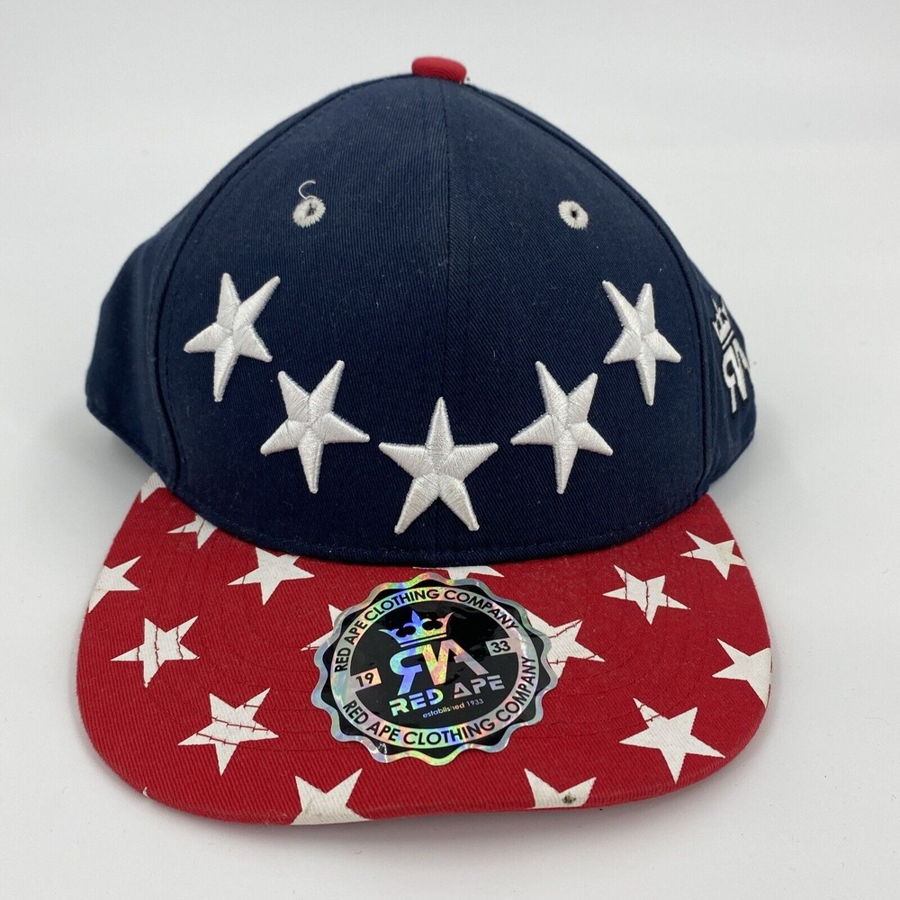 Red Ape‎ Hat 5 Star Red White Blue Snap Back Ball Cap New